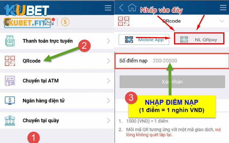 Chi tiết các bước nạp tiền Kubet qua QR Code