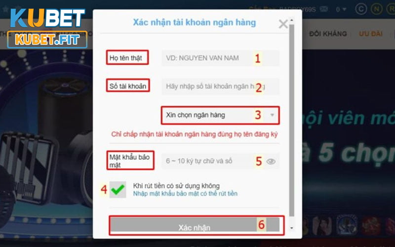 Các bước để rút tiền Kubet